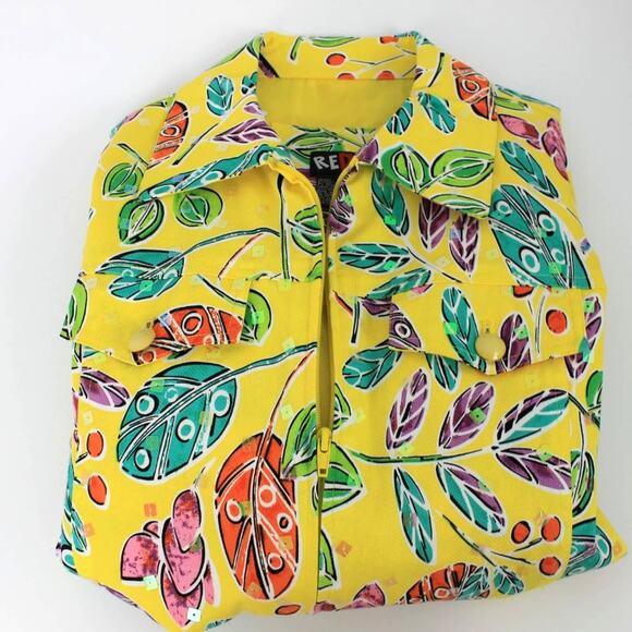 REDD Jeans Vintage Psychedelic New Wave Jacket Bright Sequins Size 8 - Picture 6 of 11